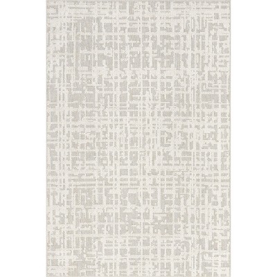 Amity Light Gray Abstract Washable Synthetic Area Rug