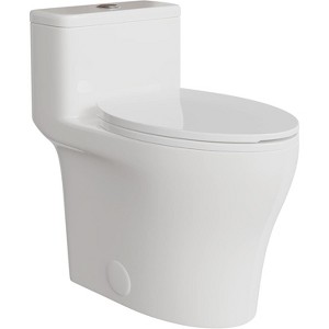 One Piece Toilets, Dual Flush 0.8/1.28 GPF Elongated Toilet, MAP 1000g, 16.73 Inch Comfort Chair Seat ADA Height, Soft Closing Seat, Modern White - 1 of 4