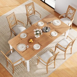 CuisinSmart 78.7" Farmhouse Dining Table for 6-8 People - Rustic Industrial Kitchen Table with Sturdy Metal Frame & Chamfered Corners - 1 of 4