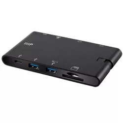 Monoprice USB-C to HDMI 4K@30Hz / VGA / 2-Port USB 3.0 / Gigabit RJ45 / SD Card/USB-C Data Dock Adapter with Folding Type-C Connector - Mobile Series