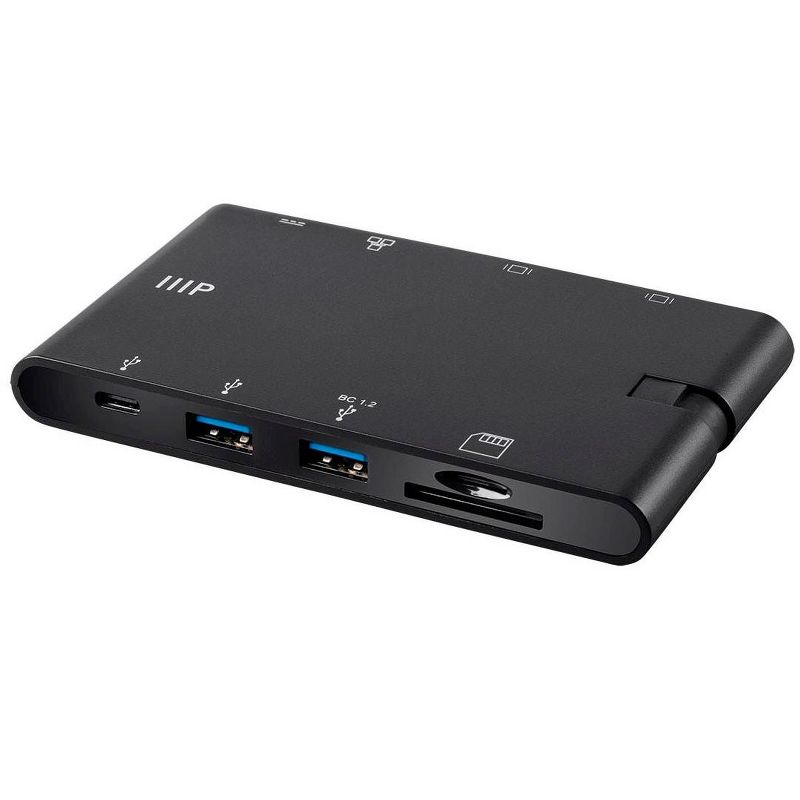Monoprice USB-C to HDMI 4K@30Hz / VGA / 2-Port USB 3.0 / Gigabit RJ45 / SD Card/USB-C Data Dock Adapter with Folding Type-C Connector - Mobile Series, 1 of 7