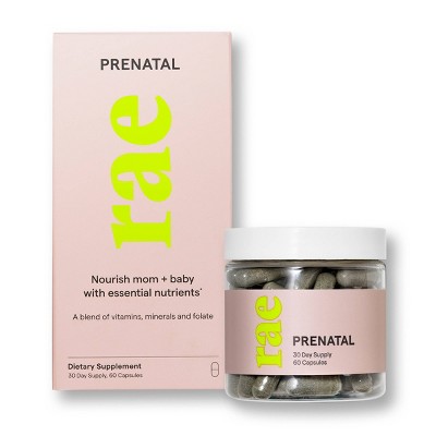 Rae Prenatal Dietary Supplement Capsules with Vegan DHA and Folate - 60ct