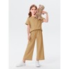 Mocamel Girl's Sports Simple Texture Casual Round Neck Short Sleeves and Loose Pant 2 piece Set - 4 of 4