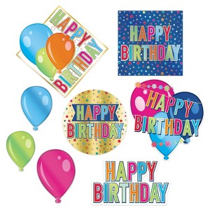 Beistle Foil Happy Birthday Cutouts, 3.75"-10.25", (16/Pkg) Multicolored - 1 of 4
