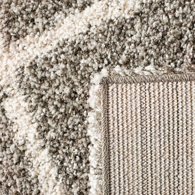 Grey and Ivory Diamond Shag Synthetic 10' x 14' Area Rug