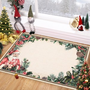 Christmas Santa Carpet: Washable Large for Living Room, Non-Slip for Bedroom, Soft Low-Pile for Kitchen/Dining, Xmas Decor - 1 of 4