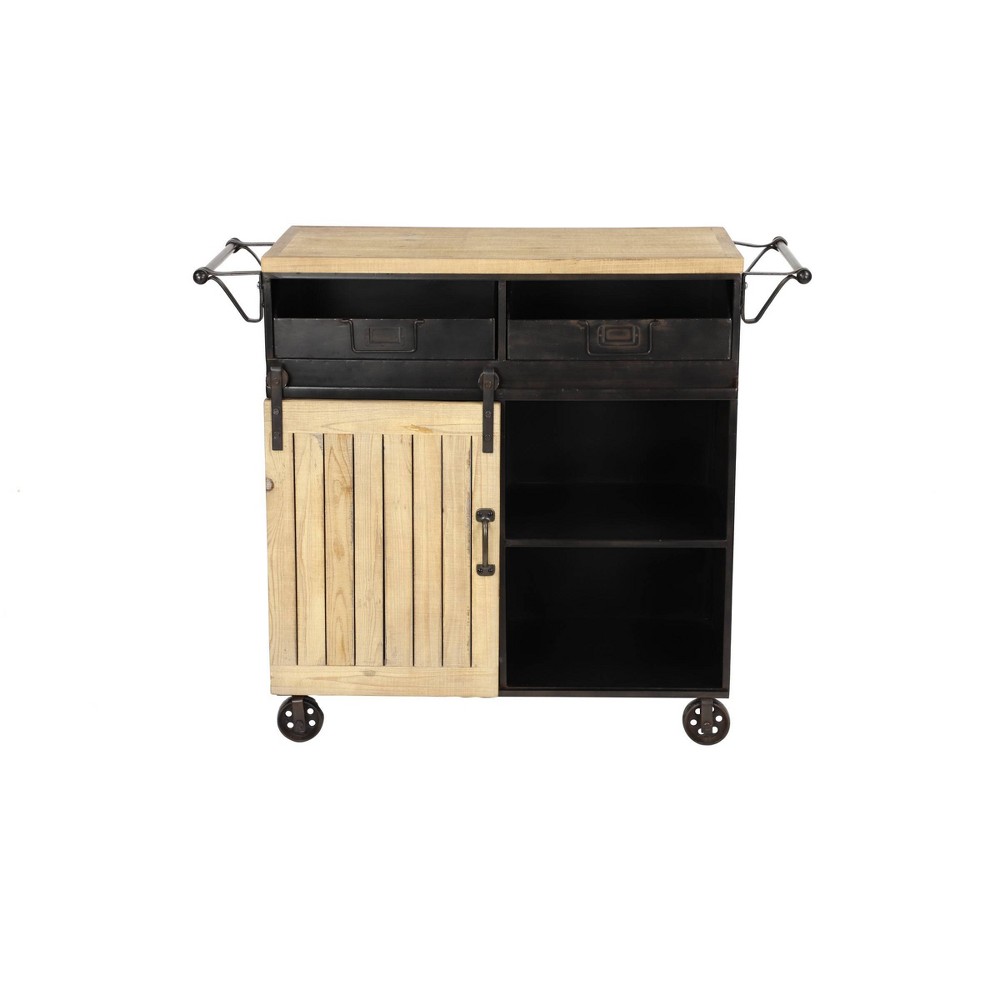 Photos - Other Furniture Industrial Rolling Cart Black - Olivia & May