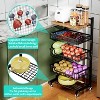 Fruit Basket Kitchen Cart - 5 Tier Adjustable Vegetable Storage Rack, Large Capacity Rolling Kitchen Carts - 4 of 4