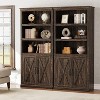 Farmhouse Bookcases with Doors, 5 Tier Bookshelf with Storage, Wooden Storage Cabinet - 3 of 4