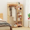 Artloge 6 Tier Heavy Duty Dustproof Bamboo Garment Clothes Rack Shoe Rack Display Storage Shelves Closet Stand 4 Grid with Curtain for Home - 2 of 4