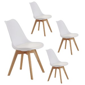 Racxily Set of 4 Medieval Modern Dining Chairs, Wooden Leg Design for Kitchen & Dining Room, White - 1 of 4