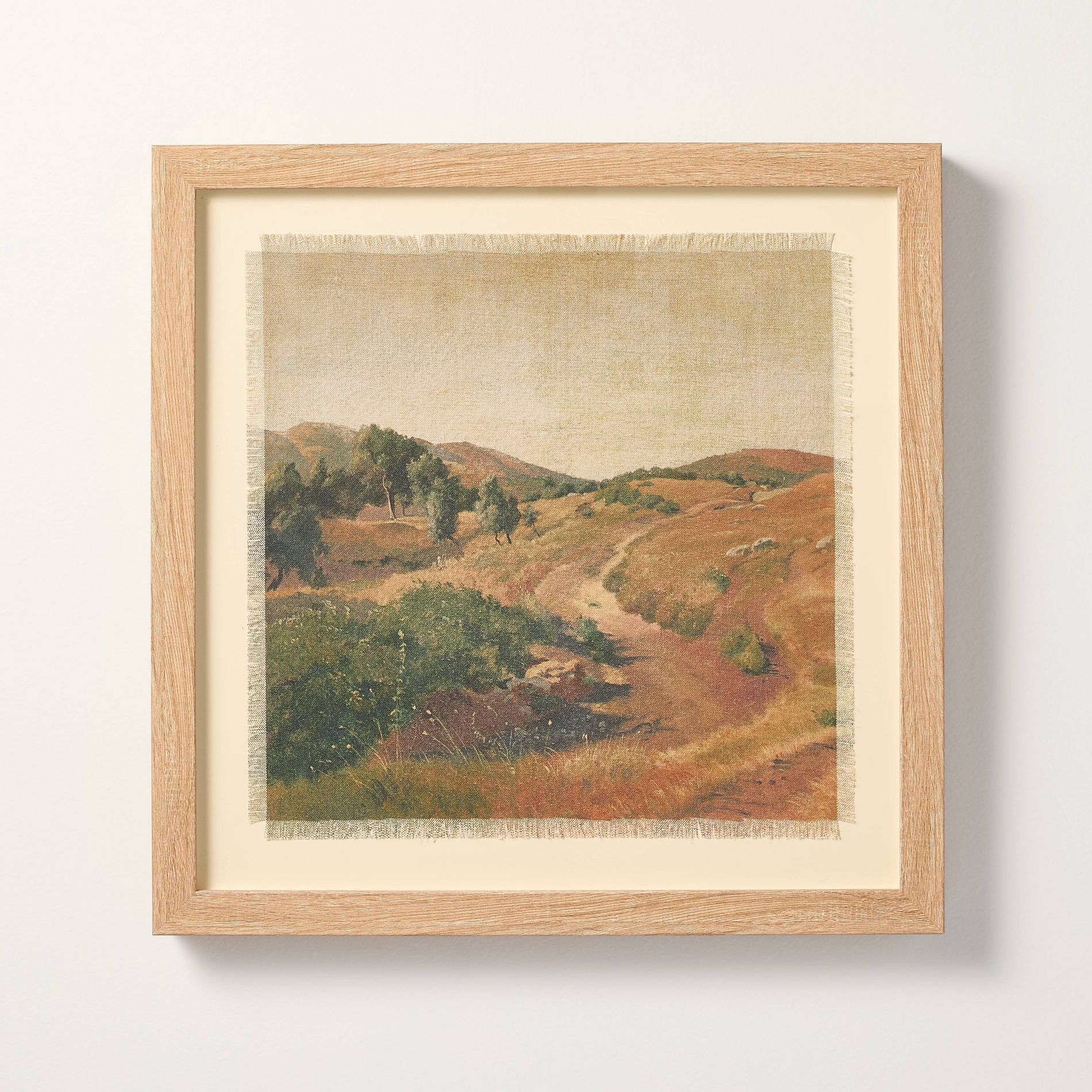 18"x18" Framed Tapestry Landscape Wall Art Natural - Hearth & Hand™ with Magnolia