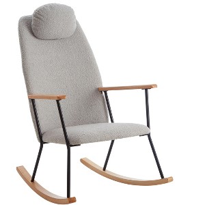 Sapphtopaz Accent Chair Upholstered Glider Rocking Chair with High Backrest and Adjustable Headrest Pillow Armchair for Living Room, Bedroom - 1 of 4