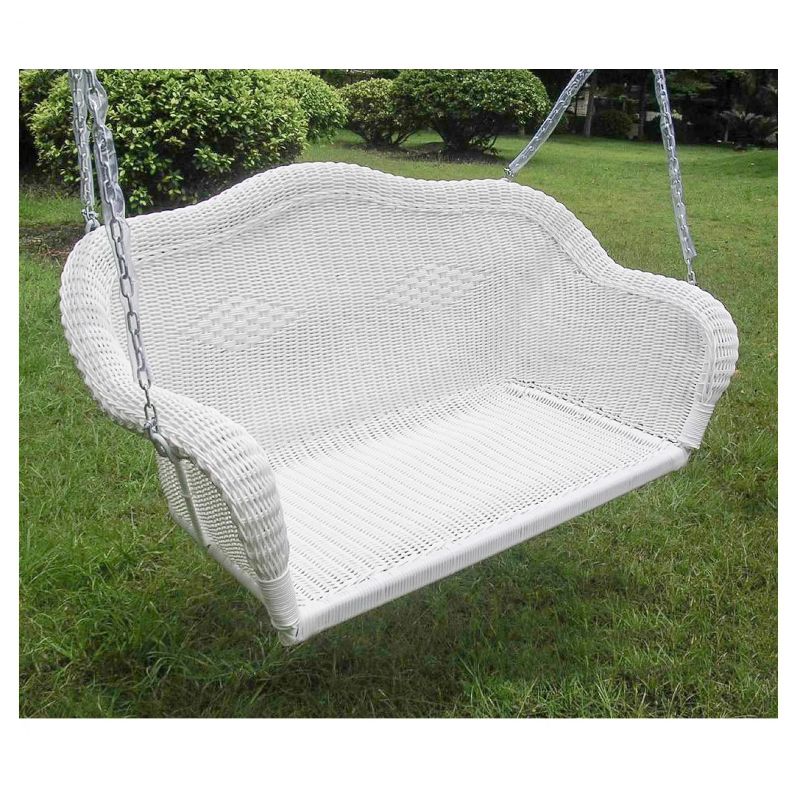 Northlight 28" x 50" Hand Woven Wicker Outdoor Porch Swing - White, 3 of 4