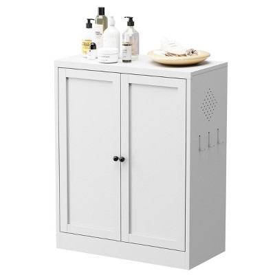 GlasFlength Kitchen Storage Accent Kitchen Cabinet Storage Cabinet Morden Sideboard Cabinet 2 Doors for Dining Room, White, 27.6"*13.8"*34.6"