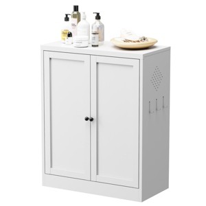 GlasFlength Kitchen Storage Accent Kitchen Cabinet Storage Cabinet Morden Sideboard Cabinet 2 Doors for Dining Room, White, 27.6"*13.8"*34.6" - 1 of 4