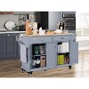 Okak Kitchen Island With Storage and Rubber Wood Countertop, 5 Wheels Kitchen Cart with Ample Storage, Countertop Organizer for Dining Room - 3 of 4