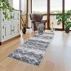 2x6 Washable Runner Rug, Low Pile Modern Trellis Carpet, Non-Slip Farmhouse Floor Mat for Entryway Bedroom, Grey - 4 of 4