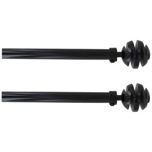 Evideco French Home Goods Adjustable Single Curtain Rod 50"-82" with Spiral Finials and Brackets, Available in Taupe, Gray, or Black - 1 of 4