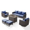 Buenhomino 6 Peices Outdoor Patio Furniture Set with 41" Fire Pit Table, Wicker Swivel Rocking Chairs Conversation Sets for Yard Garden Porch - 2 of 4