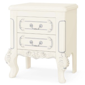 NicBex 14.57 Inch Nightstand with 2 Drawers,Modern Side Table with Handles and Solid Wood Legs for Bedroom,Living Room,White - 1 of 4
