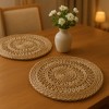 HomeRoots 15" Set of Two Natural Braided Jute Round Placemats - 2 of 4