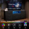 9 Drawer Dresser 55” Long TV Stand for Bedroom Entertainment Center with Power Outlet LED Light for 55"-65" TV Dresser with Fabric Storage Black - 3 of 4