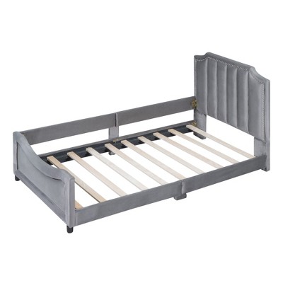 NicBex Twin Size Upholstered Daybed with Rabbit Ear Shaped/Classic Stripe Shaped Headboard for Boys/Girls