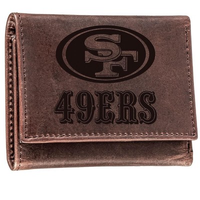 Evergreen NFL San Francisco 49ers Brown Leather Trifold Wallet Officially Licensed with Gift Box