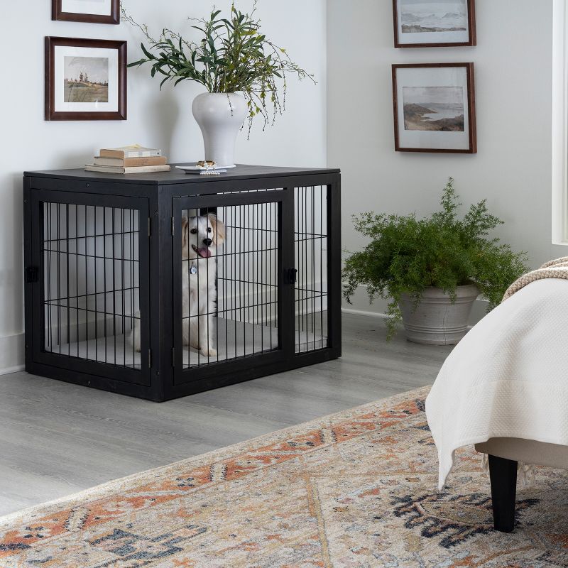 Pet Adobe Furniture-Style Dog Crate, Black, 5 of 9
