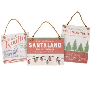 Primitives By Kathy 4.5 Inch Santa Land Ornament Set Christmas Tree Ornament Set , Christmas Vintage-Inspired (3PC) - 1 of 3