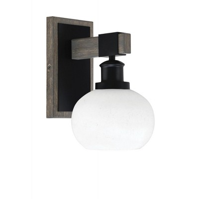 Toltec Lighting Tacoma 1 - Light Sconce in  Black/Painted Wood with 7" White Muslin Shade