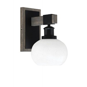 Toltec Lighting Tacoma 1 - Light Sconce in  Black/Painted Wood with 7" White Muslin Shade - 1 of 1