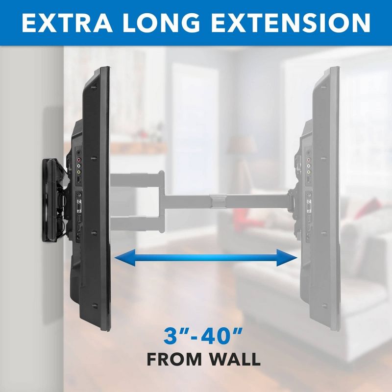 Mount-It! Long Arm TV Mount, Full Motion Wall Bracket with 40 Inch Extension Articulating Arm, Fits Screen Sizes 42 to 80 Inch, Holds up to 110 Lbs., 4 of 9