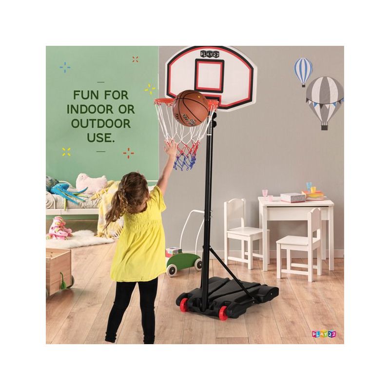 Adjustable Basketball Hoop for Kids with Stand - Freestanding Weather Resistant Hoop - Set to 5ft 9in and 6ft 9in Portable with Wheels – Play22Usa, 2 of 10