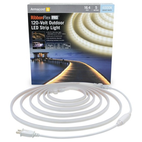 Armacost Lighting Ribbonflex Pro White 120v Outdoor Led Strip Light Cabinet  Lights 16.4 Ft (5m) 4000k Bright White : Target