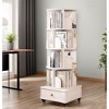 ORRD 5-Tier 360° Rotating Corner Bookshelf with Drawer, Floor Standing Narrow Storage Rack for Small Spaces, White - 2 of 4