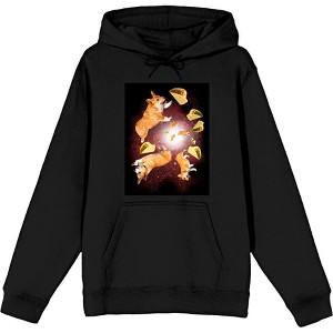 Corgis & Tacos In Space Long Sleeve Adult Hooded Sweatshirt - 1 of 2