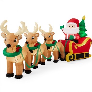Best Choice Products 8.5ft x 3ft Lighted Inflatable Christmas Santa Claus & Reindeer Indoor Outdoor w/ Electric Fan - 1 of 4