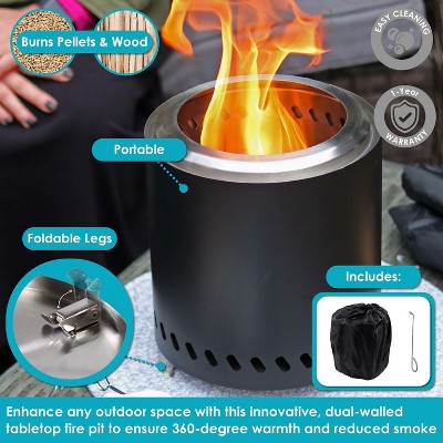 Compact Black Stainless Steel Tabletop Smokeless Fire Pit