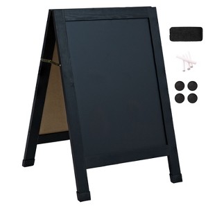 Tableau noir magnétique double face Sunnydaze en forme de A avec cadre en pin - 30" x 20" - 1 of 4