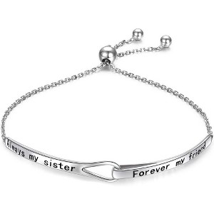 Adjustable Sterling Silver Infinity Bracelet - Engraved Inspirational Gift for Women - 1 of 4