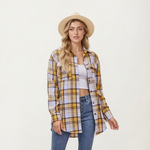 Anna-Kaci Women's Long Sleeve Plaid Button-Up Shirt with Front Pockets and Relaxed Fit - 1 of 4
