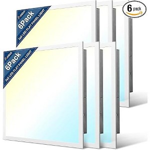 6 Pack 2x2 LED Flat Panel Light 5000LM Adjustable, 0-10V Dimmable Troffer LED Drop Ceiling Light Fixtures, 4000K/5000K/6500K Selectable for Office - 1 of 1