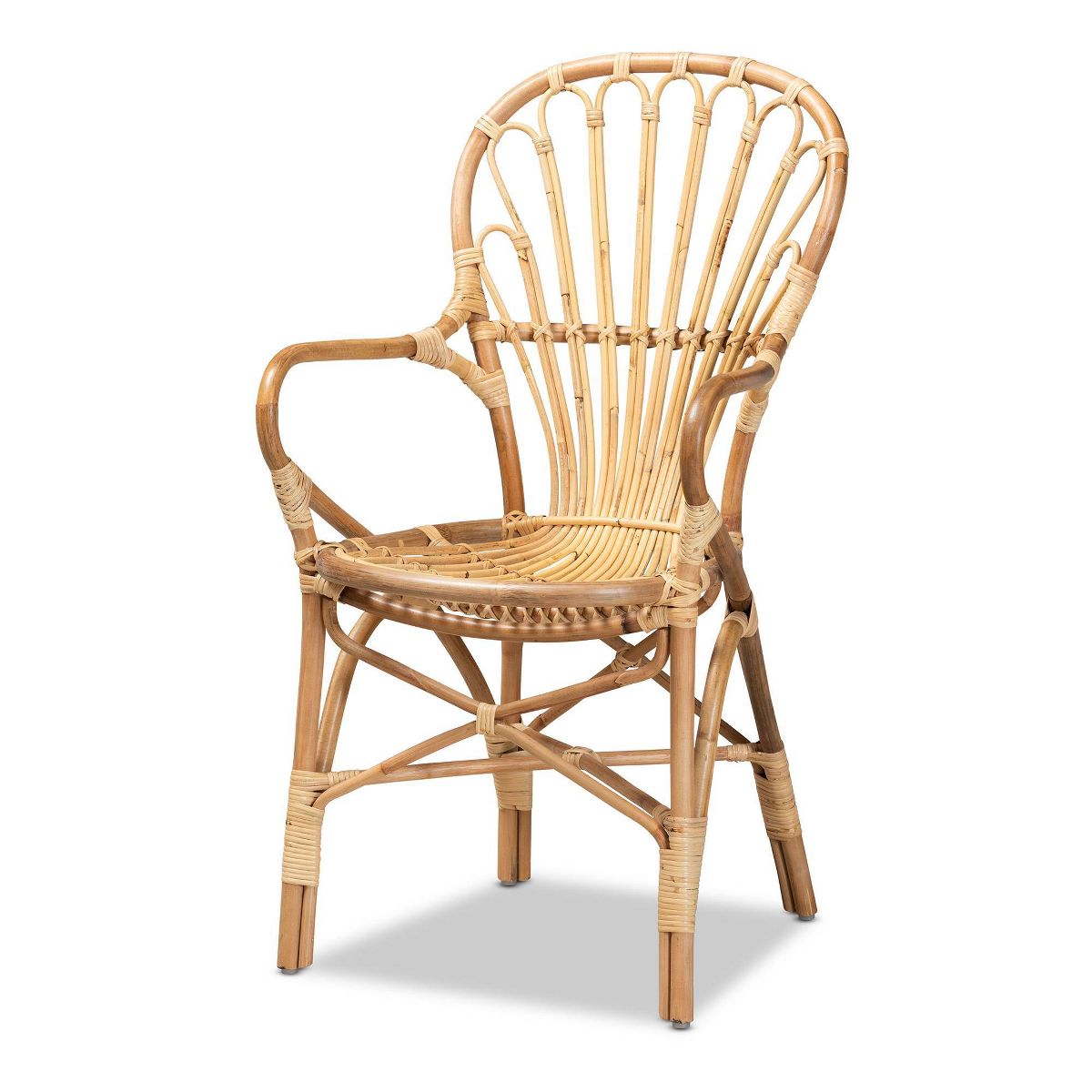 Sheraton Rattan Armchair Natural - bali & pari: Boho Style, Polyester Upholstery, Wood Frame, No Assembly Required - thumbnail 8