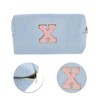Unique Bargains Corduroy Rectangular Letter Makeup Bag Sky Blue 1 Pc - 4 of 4