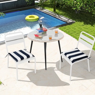 FURNIinspire Outdoor Seat Cushions 4pcs Patio Seat Cushion Replacement Seat Cushion, Striped Sponge Seat Cushion For  Gardens, Blue, 15"*15"*2.1"