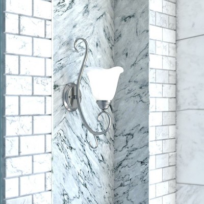 Bella Brushed Nickel Vanity Light with Alabaster Glass Shade