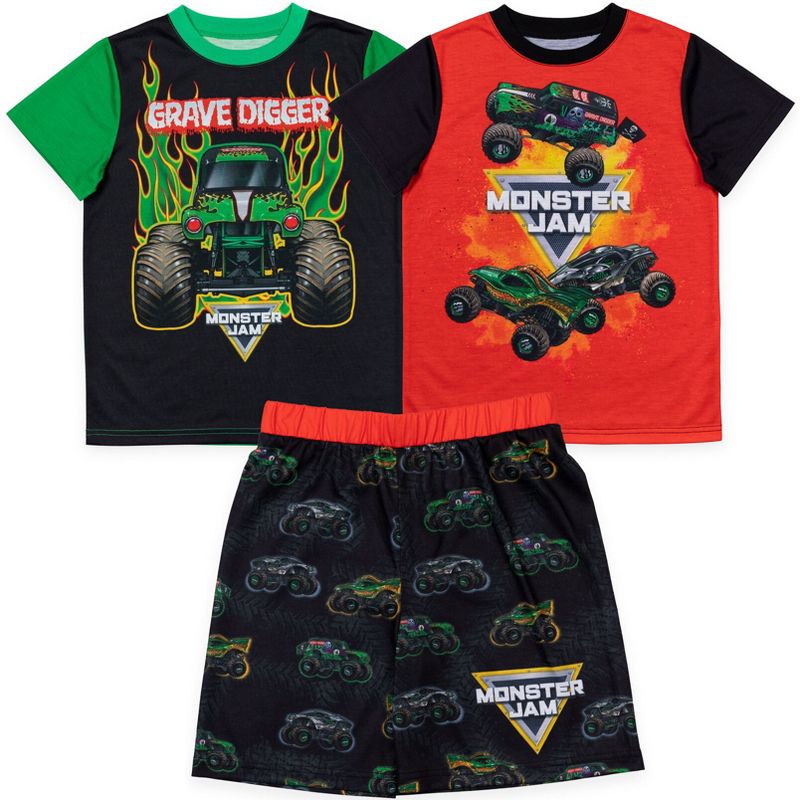 Monster Jam Trucks Grave Digger Pajama Shirts & Pajama Shorts , 1 of 8