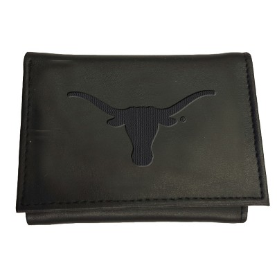 Evergreen NCAA Texas Longhorns Black Leather Trifold Wallet Officially Licensed with Gift Box